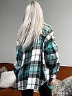Жіноча сорочка в клітинку оверсайз бавовняна блакитна з білим Сорочка вільного крою весняна осіння, фото 4