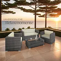 Комплект меблів для вітальні із ротангу München сірого кольору