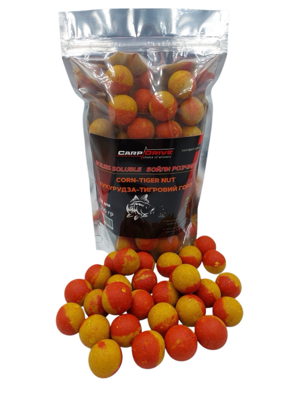 Бойли розчинні Кукурудза - Тигровий горіх (Sweet Corn Tiger Nut) 24 мм 500 г Carp Drive