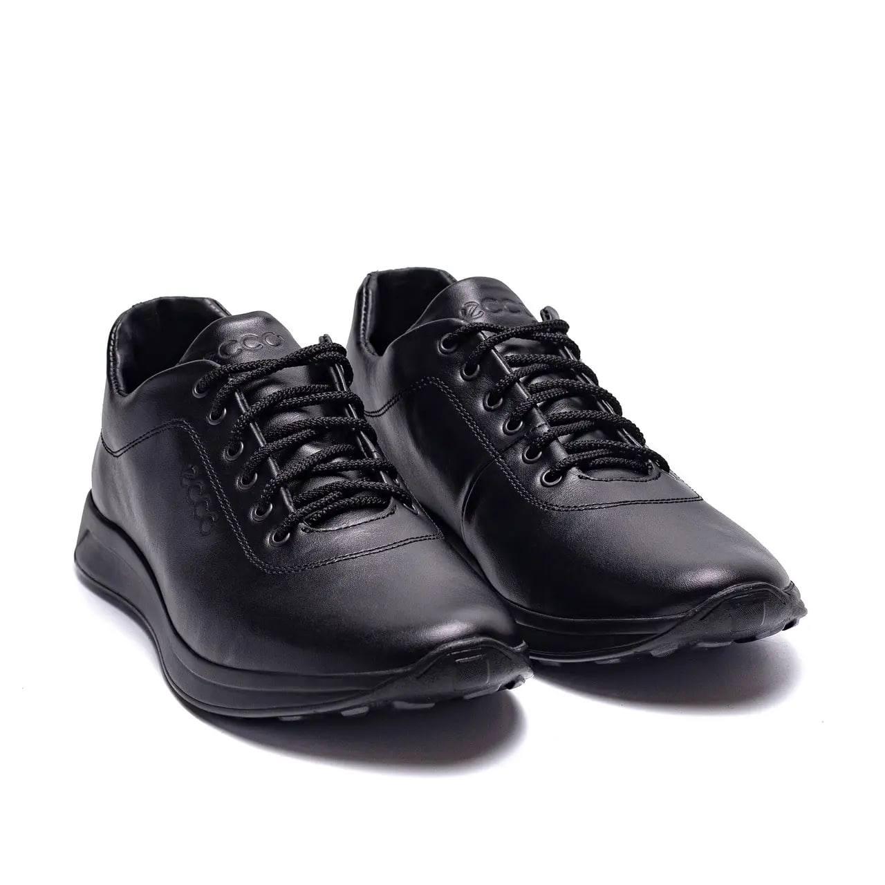 Чоловічі шкіряні кросівки чорні Black (327 год/к)