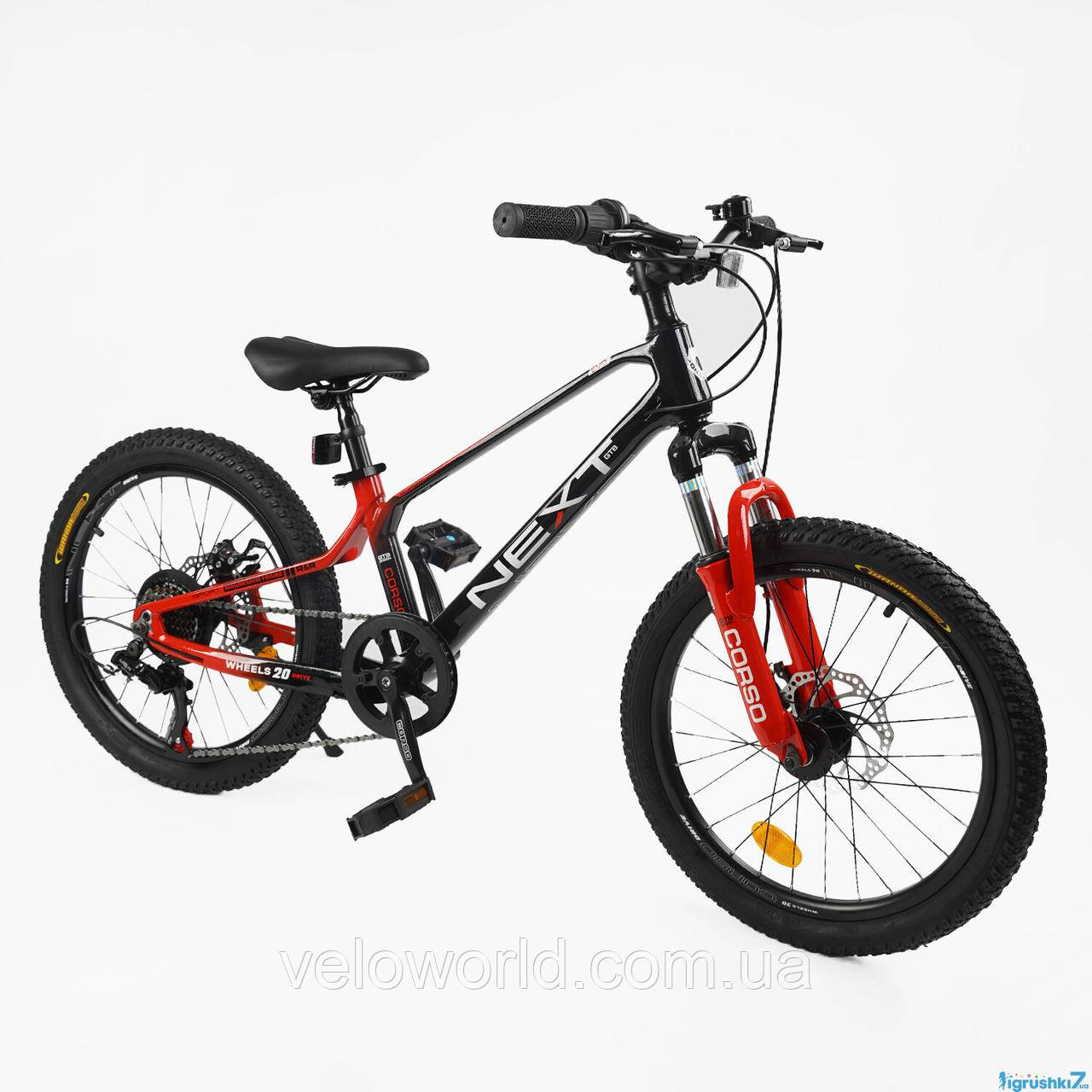 Дитячий спортивний велосипед 20" дюймів Corso «Next» NX-20319 (1) магнієва рама, Shimano Revoshift 7 швидкостей, зібраний на 75%