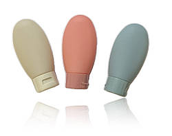 Дорожній набір порожньої тари: 3 туби по 60 мл у косметичці (для крему, гелю, шампуню)