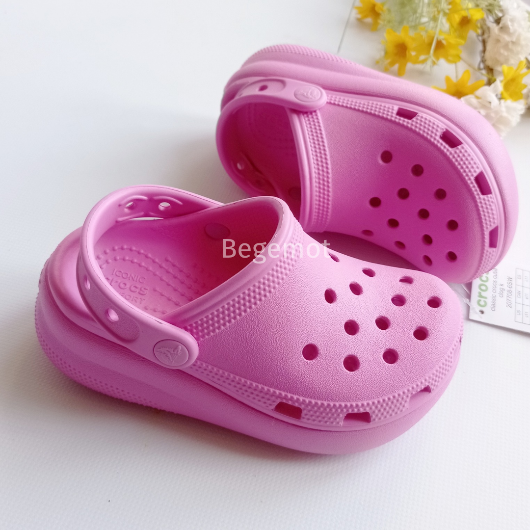 Дитячі крокс сабо на платформі Crocs Рожеві