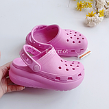 Дитячі крокс сабо на платформі Crocs Рожеві, фото 2