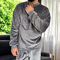 Тепла чоловіча піжама зимова сіра махрова комфортна фірмова нічна домашня XL