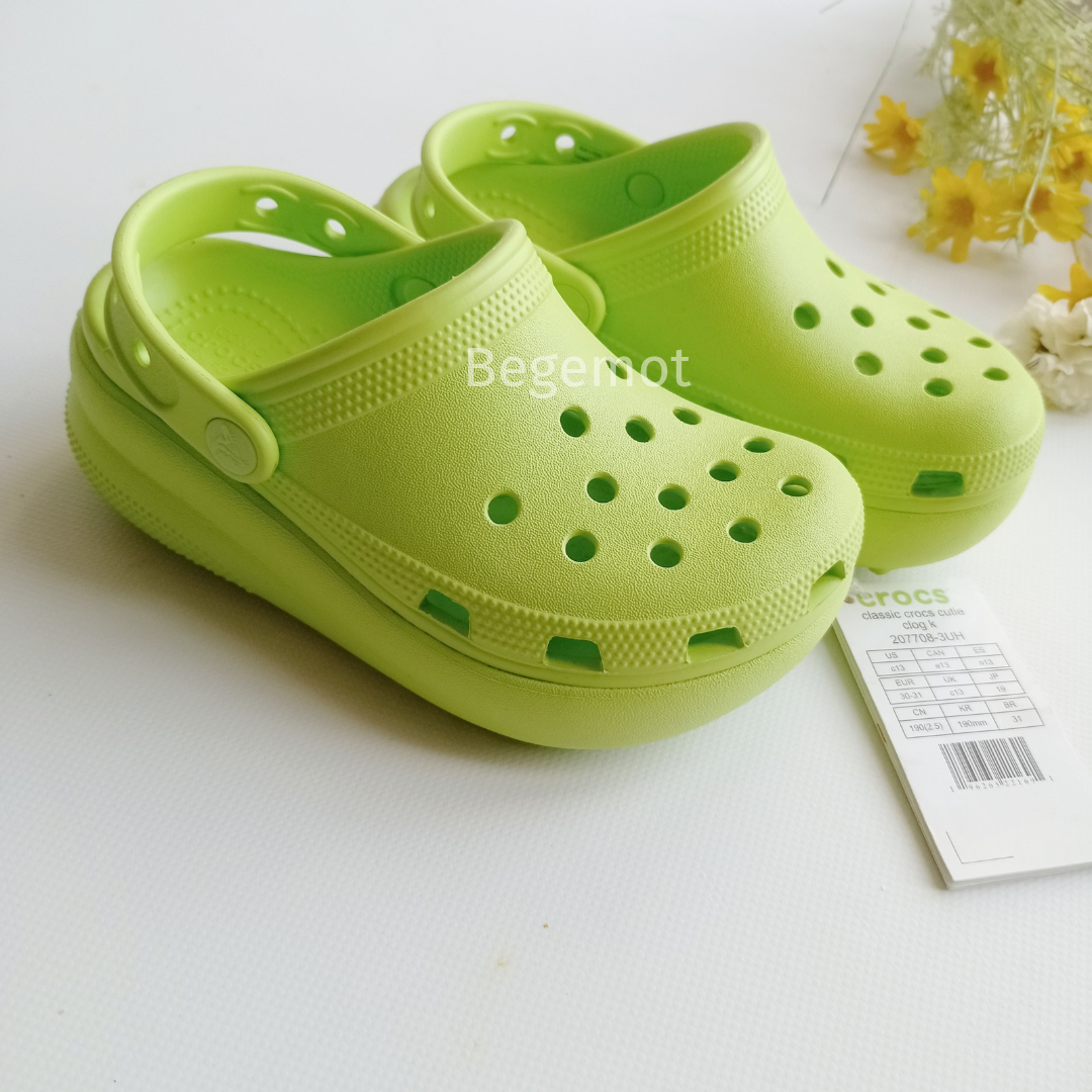 Дитячі крокс сабо на платформі Crocs Лайм
