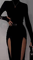 Платье женское. Платье в чёрном цвете. Платье с разрезами . Платье женское облегающее.