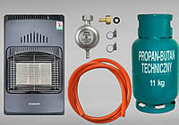 Комплект для опалення: Газовий обігрівач 4200W (до 70 м²) + Газовий балон 27 л (пропан-бутан, 11 кг)