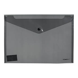 Папка-конверт на кнопці для документів А4, SCHOLZ сіра напівпрозора