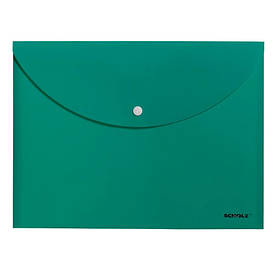 Папка-конверт на кнопці для документів А4, SCHOLZ зелена непрозора