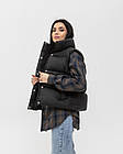 Жіноча жилетка оверсайз чорна весняна осіння Безрукавка без капюшона демісезонна, фото 4