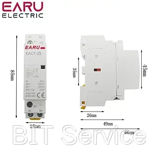 Модульний контактор EARU 2P 25A 2NO