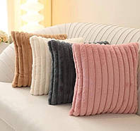 Наволочки на подушку плюшеві Полоска шарпей розмір 50х70 см різні кольори