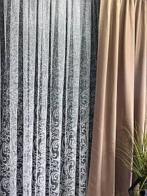 Комплект штори блекаут та тюль жаккард