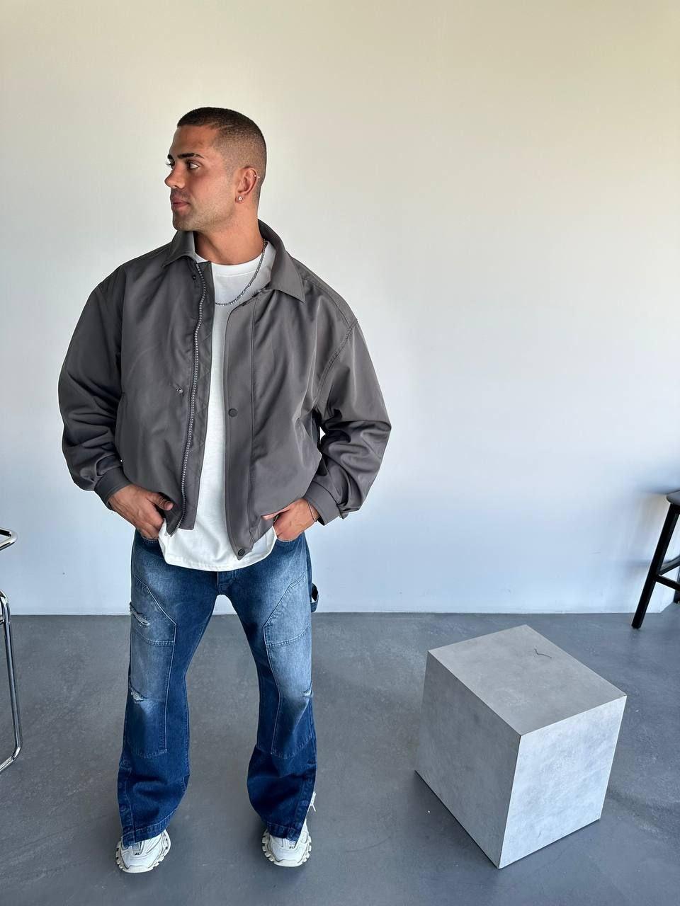 Стильний весняний чоловічий бомбер оверсайз (Розміри S,M,L,Xl), сірий