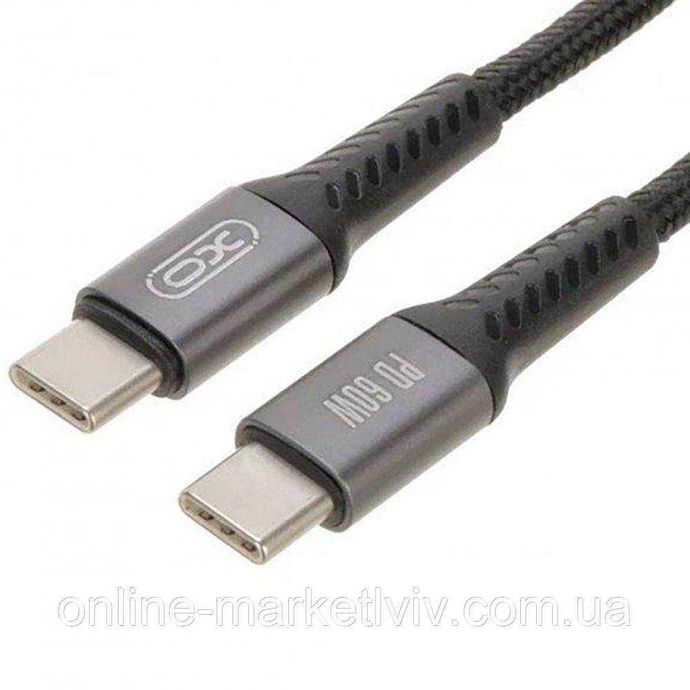 Кабель Type-C to Type-C, 1м, 60W, 3А, XO NB-Q167 / Кабель Type-C / Шнур тайп сі / Дата кабель
