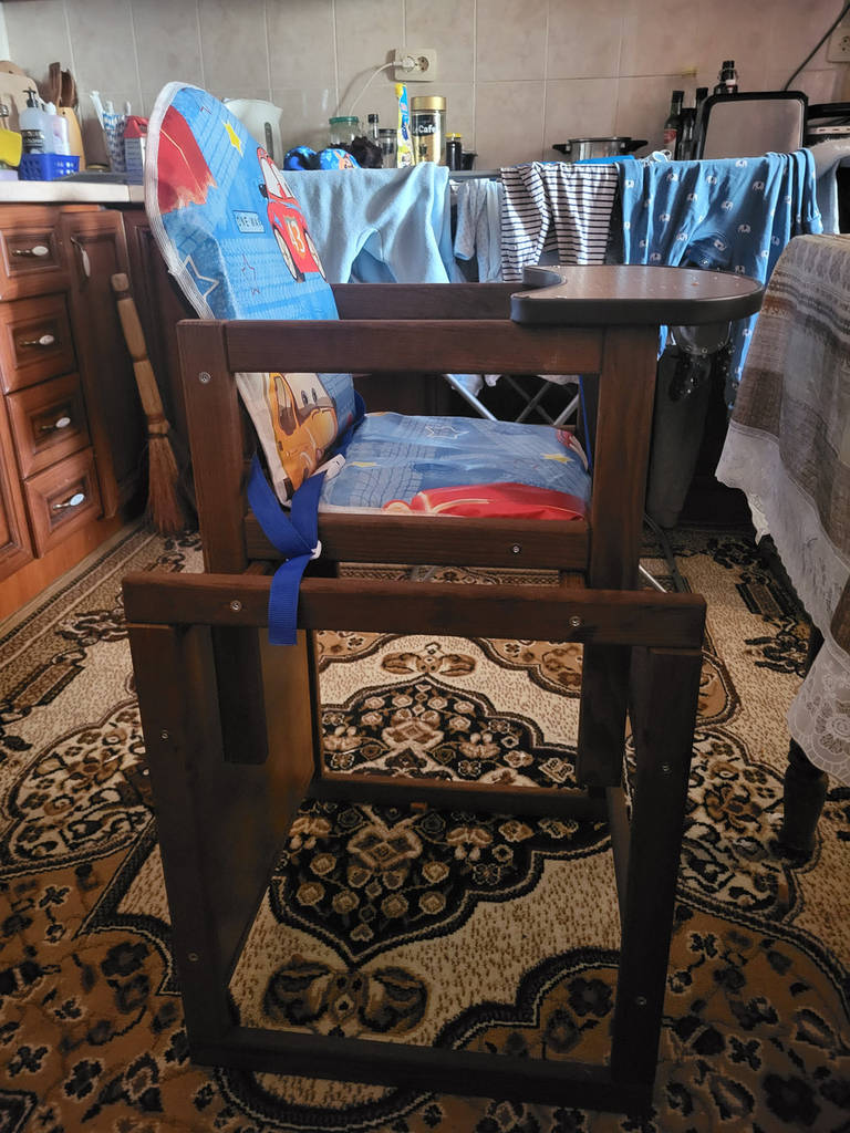 Стільчик для годування трансформер дитячий дерев'яний темний Тачки - фото покупців 1