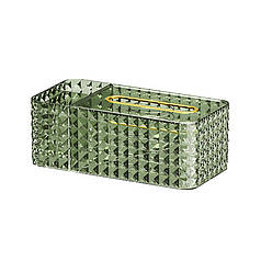 Настільна коробка-органайзер Lesko 3329 Green для серветок прямокутний пластковий