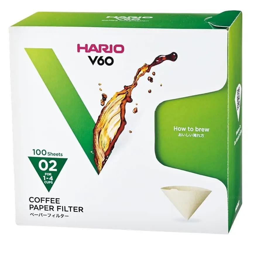 Фільтри для пуровера Hario V60 02 100 шт, білі паперові