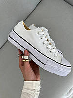 Женские белые кроссовки Converse All Star Low Platform White х Конверс 36