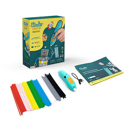 3D-ручка 3Doodler Start Plus для дитячої творчості базовий набір — КРЕАТИВ (72 стрижня), фото 1