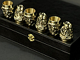 Набір 6 бронзових чарок перевертарів "Козацька рада" у подарунковому футлярі ручна робота українських майстрів, фото 3
