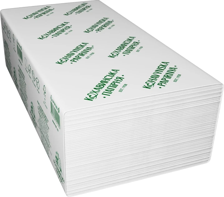 Паперові рушники Кохавинська папірня (V-складання) 2 шари 150 аркушів 21*23 см, фото 1