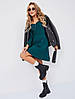 Молодіжне модне коктейльне коротке плаття з догим рукавом, зелене, смарагд, фото 2