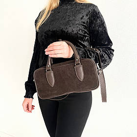 Сумка жіноча "Бріджит" натуральна шкіра,коричнева,замша