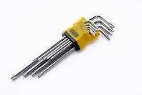 Набір торцевих ключів Torx T10, T15, T20, T25, T27, T30, T40, T45, T50 довгих CrV (9 шт.) СИЛА