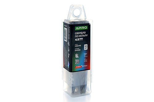 Свердло для металу HSS/M2 (6542) Ø 4,5 мм (тубус, раз 10 шт.) PRO APRO