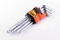 Набір шестигранників 1,5, 2, 2,5, 3, 4, 5, 6, 8, 10 кулястих CrV (9 шт.) СИЛА