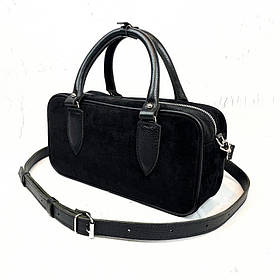 Сумка жіноча "Бріджит" натуральна шкіра,чорна,замша