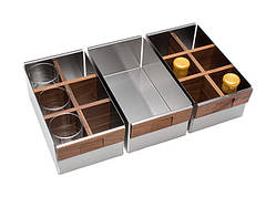 Набір контейнерів 3 шт., Tecnoinox, темний дуб в ящик