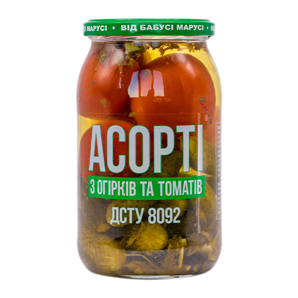 Асорті з маринованих огірків і томатів 900 г