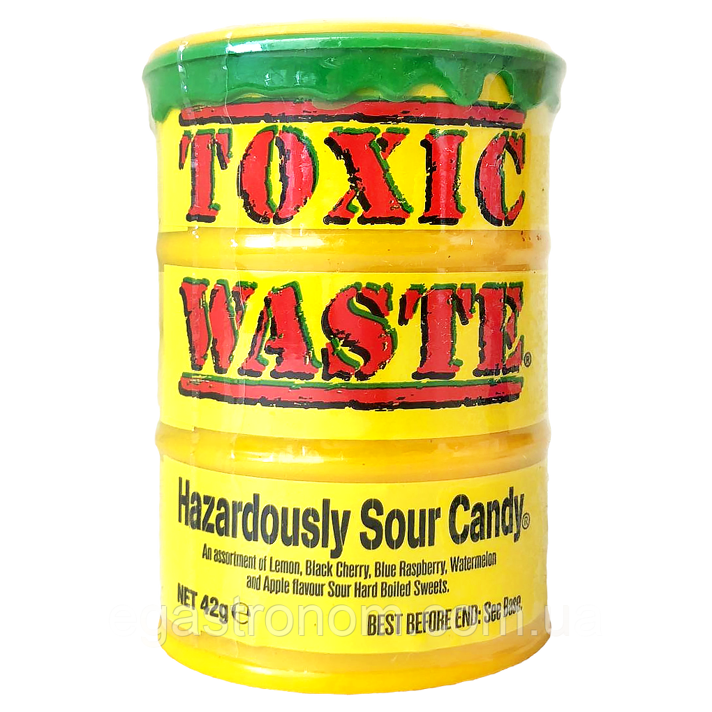 Льодяники кисло-солодкі з смаком лимона Токсік Вейст Toxic Waste 42g 12шт/ящ (Код: 00-00017072), фото 1