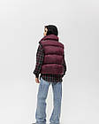 Жіноча жилетка оверсайз бордова весняна осіння Безрукавка без капюшона демісезонна, фото 3