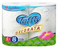 Туалетний папір Toffly SoftCare Decorata 3-х шаровий 4 х 250 відривів