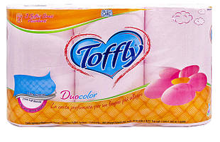 Туалетний папір Toffly Pink 3-х шаровий 6 х 180 відривів