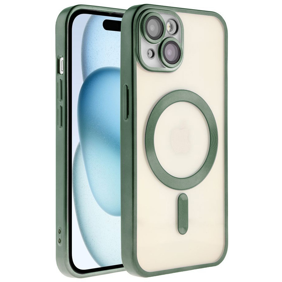 Чохол Chrome Silicone Case with MagSafe для Apple iPhone 15 Green, фото 1