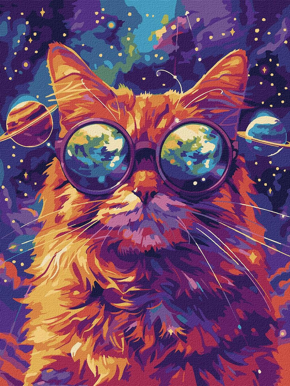 Картина за номерами Тварини. Космічний пухнастик 30*40 см Ідейка KHO 6651 exp, фото 1