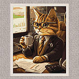 Картина за номерами Тварини. Працюючий котик 30*40 см Ідейка KHO 6682 exp, фото 2
