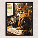 Картина за номерами Тварини. Працюючий котик 30*40 см Ідейка KHO 6682 exp, фото 4