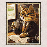 Картина за номерами Тварини. Працюючий котик 30*40 см Ідейка KHO 6682 exp, фото 5