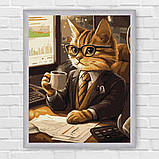 Картина за номерами Тварини. Працюючий котик 30*40 см Ідейка KHO 6682 exp, фото 6