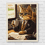 Картина за номерами Тварини. Працюючий котик 30*40 см Ідейка KHO 6682 exp, фото 7