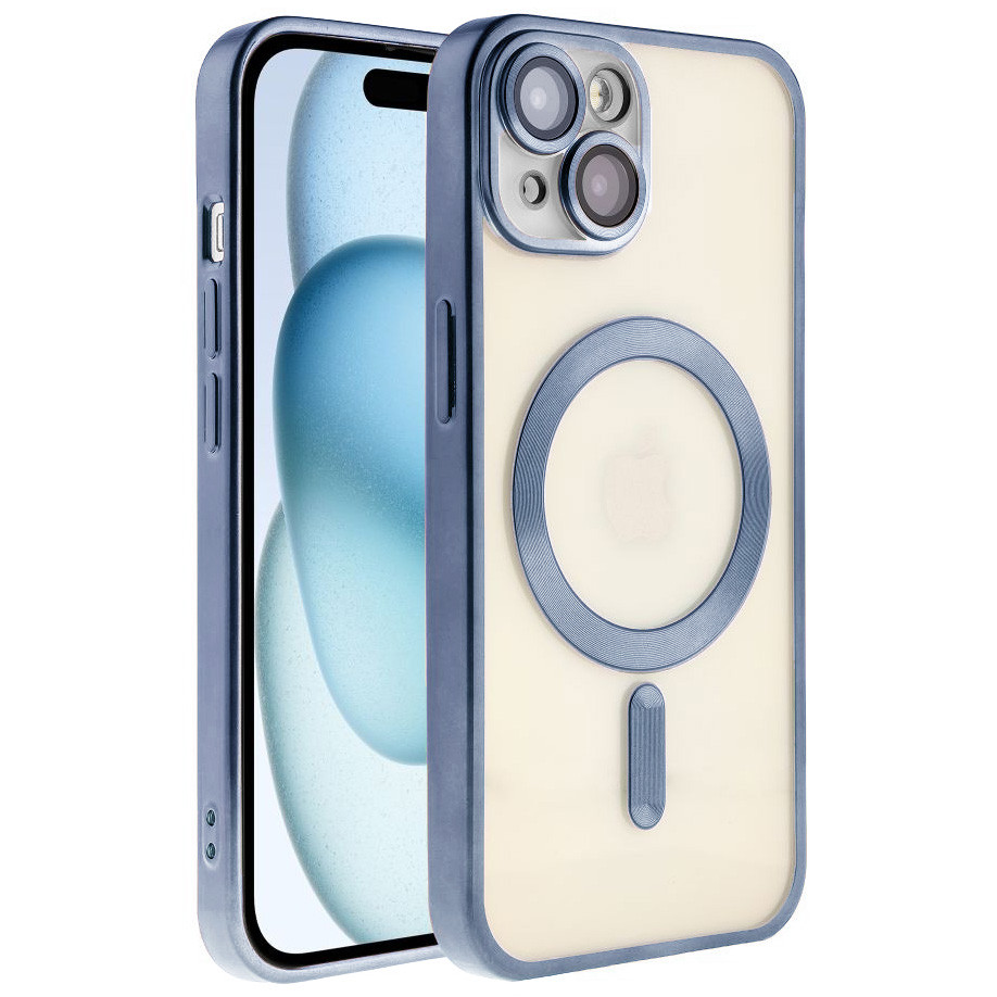 Чохол Chrome Silicone Case with MagSafe для Apple iPhone 15 Blue, фото 1