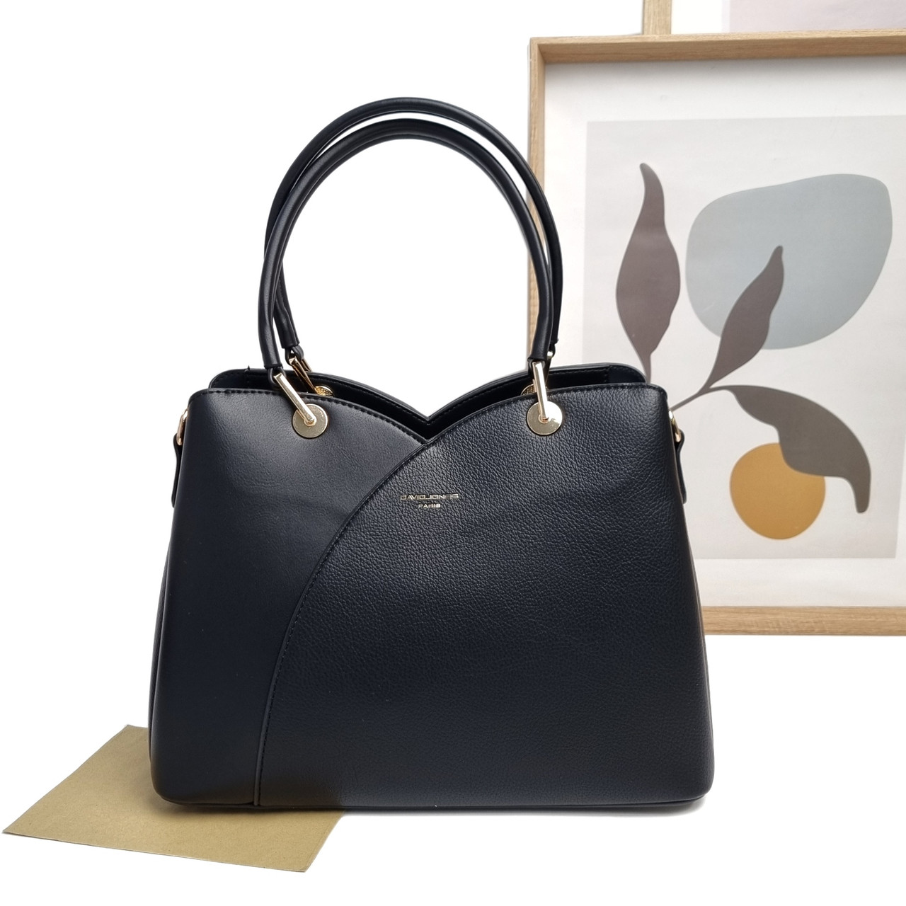 Черная сумка с ручками экокожа Арт.CM7419 black DavidJones Франція