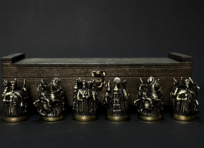 Набір чарок перевертарів із бронзи "Київська Русь" 6 штук у подарунковому футлярі ручна робота