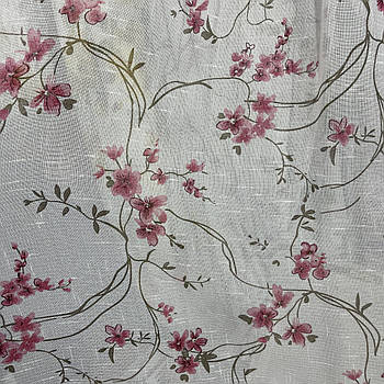 Тюль з льону кремового кольору на метраж, висота 2.8 м (821-07)